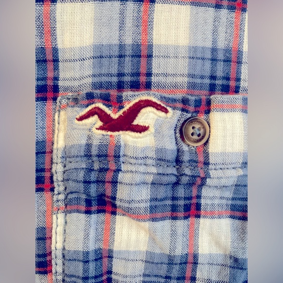 Hollister Blue and White Plaid Button Up Shirt Women’s Size Small - Picture 5 of 5